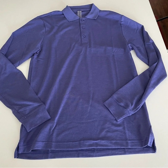 Outdoor Voices Birdie Long sleeve Polo Color: Oceanic/ Blue-Violet Golf Preppy - Picture 5 of 15